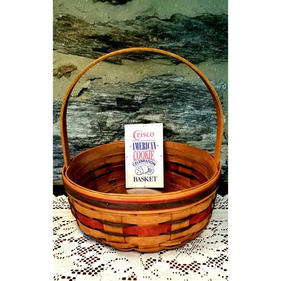 VTG 1992 Longaberger Crisco American Cookie Collection Basket  w Liner Recipe - Picture 1 of 10